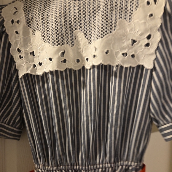 Chic Striped Women's Dress with Red Accent - Picture 3 of 5